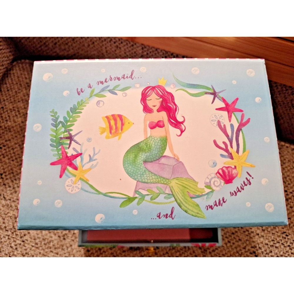 Little Girls Musical Jewelry Box 3 Drawers, Mermaid Design Gifts for Girls - Picture 5 of 14